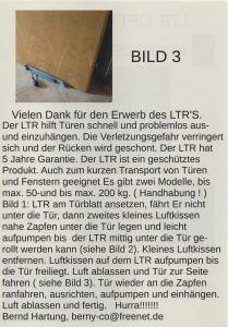 LTR Lifttürroller Patent-Verkauf